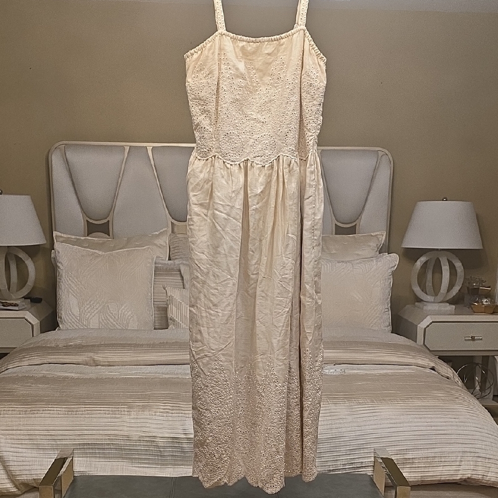 Elie Tahari Sand Maxi Dress Linen, Tencel Size 8